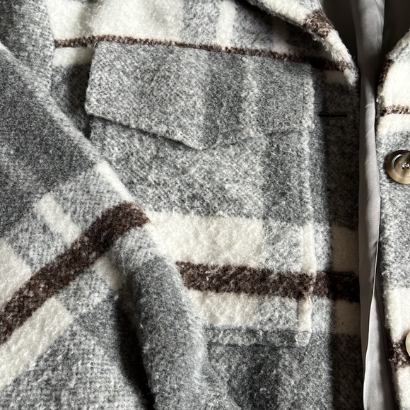 Oversized Plaid Coat NAVY PARIS Made in France Sz S/M 💫 - Picture 4 of 9